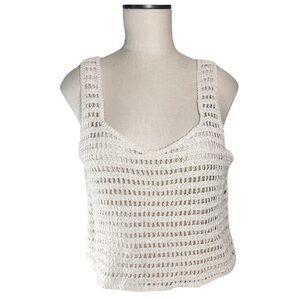Hausen Cream Crochet Crop Top Sz M NWOT Beach Festival Summer Vacation Resort